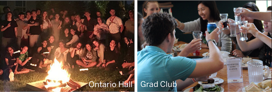 O Hall campfire and Grad Club toast